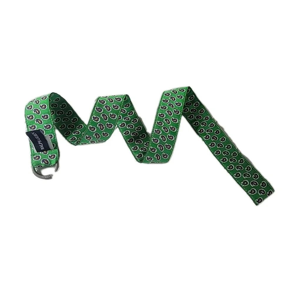 Ralph Lauren Paisely Logo Belt D Ring‎ Etched Logo Buckle Green Size Small Kids